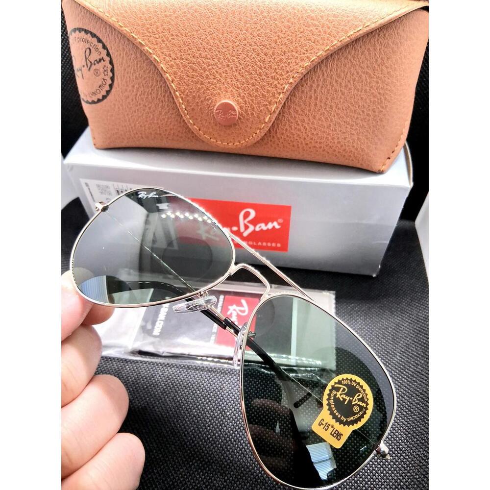 Ray-Ban RB3025 Green Lens Silver Frame 58mm Sunglasses‎